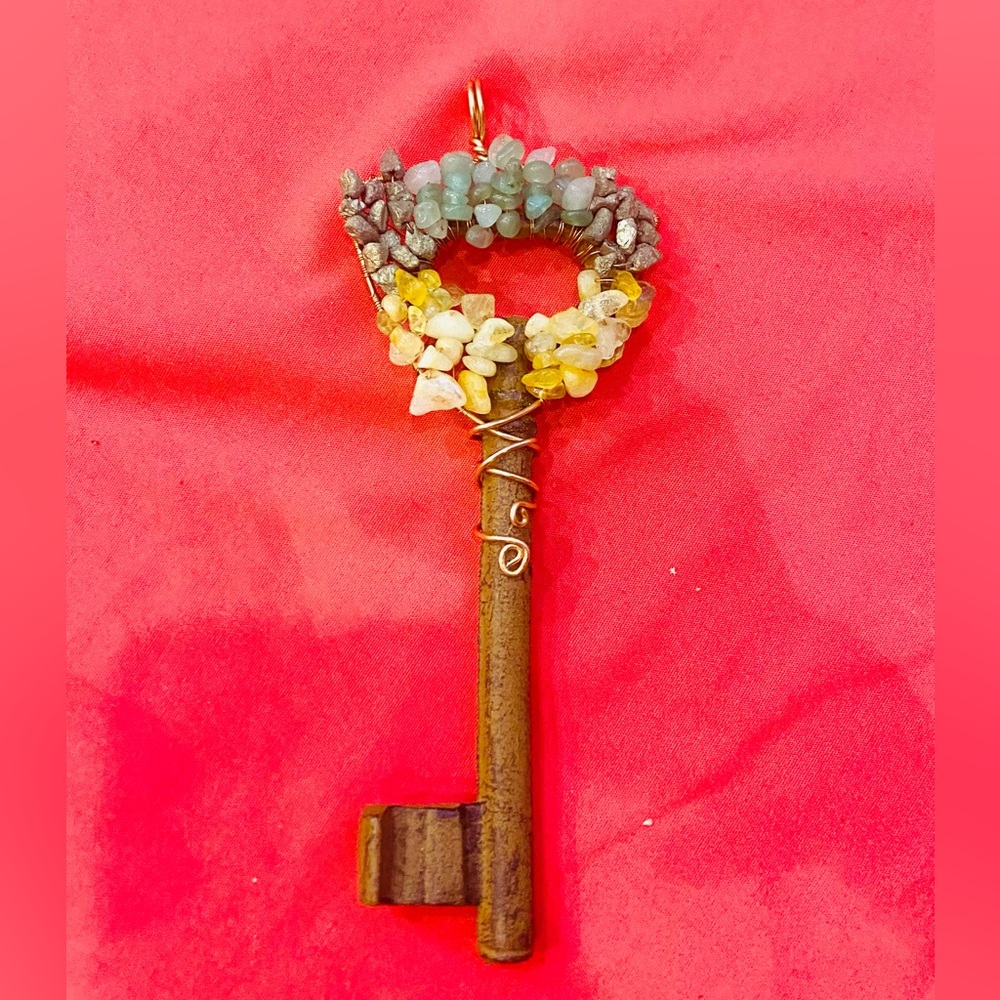 Bring Me Some Money Skeleton Key Wrapped In Crystals &Copper|4-6inches|Handmade